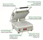 NEW STAR PGT14T SINGLE COMMERCIAL PANINI PRESS W/ ALUMINUM GROOVED PLATES