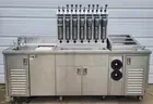 93" CUSTOM MILKSHAKE WORKSTATION, 7 MIXERS, DIPPING FREEZER, 12 SYRUP PUMPS