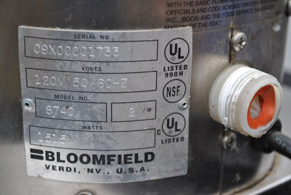 3/5 Gallon Economy Tea Brewer Model # 8740-3/5G - Bloomfield